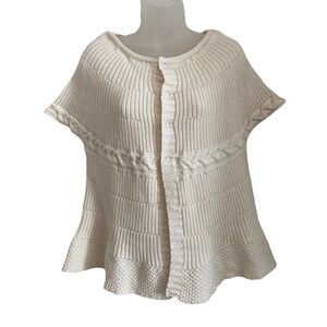 Bruno Manetti Firenze Womens Capelet Sweater Ivory Snap Button Chunky Wool Knit